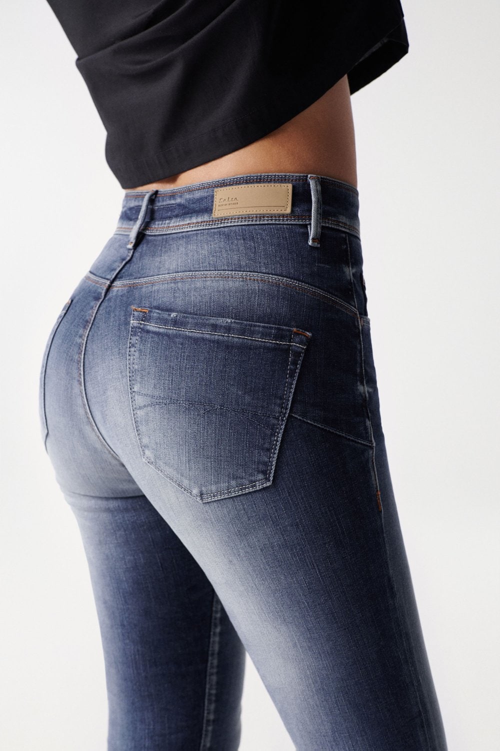 Secret Glamour Cropped Push-In en jean Dark Wash Salsa Jeans   