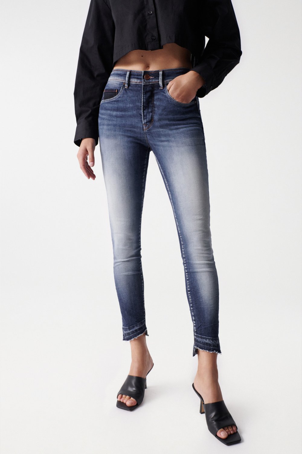 Secret Glamour Cropped Push-In en jean Dark Wash Salsa Jeans   