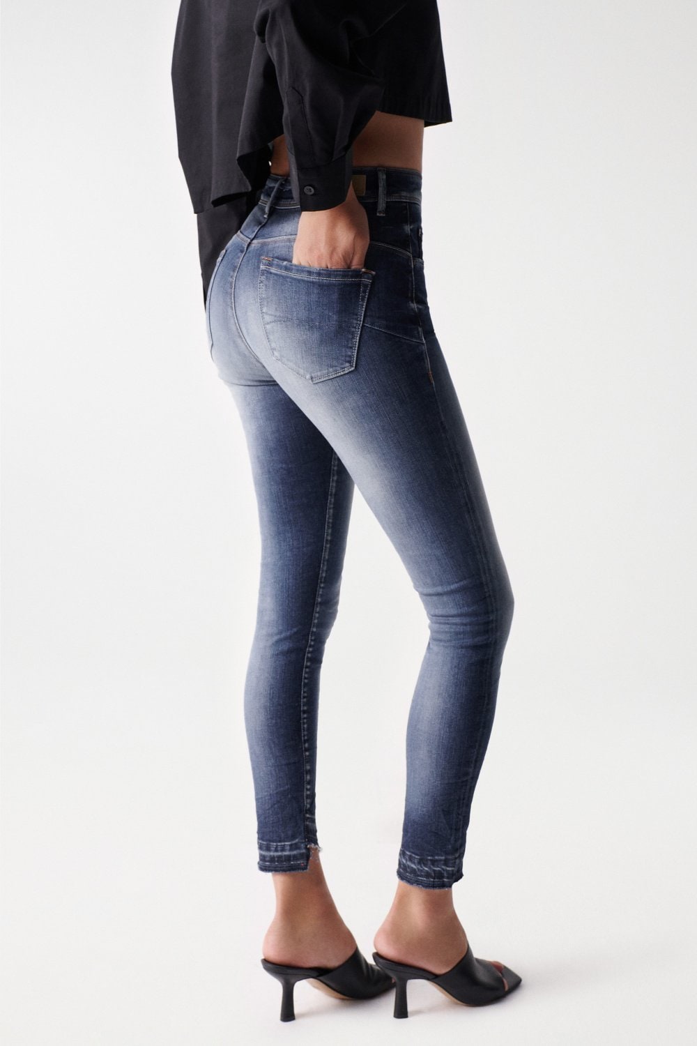 Secret Glamour Cropped Push-In en jean Dark Wash Salsa Jeans   