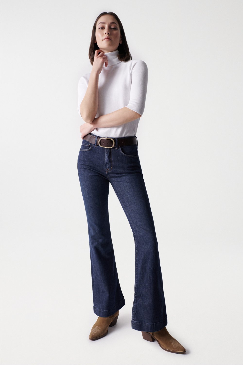 Jeans Glamour Flare Push-In en Dark Wash Salsa Jeans   