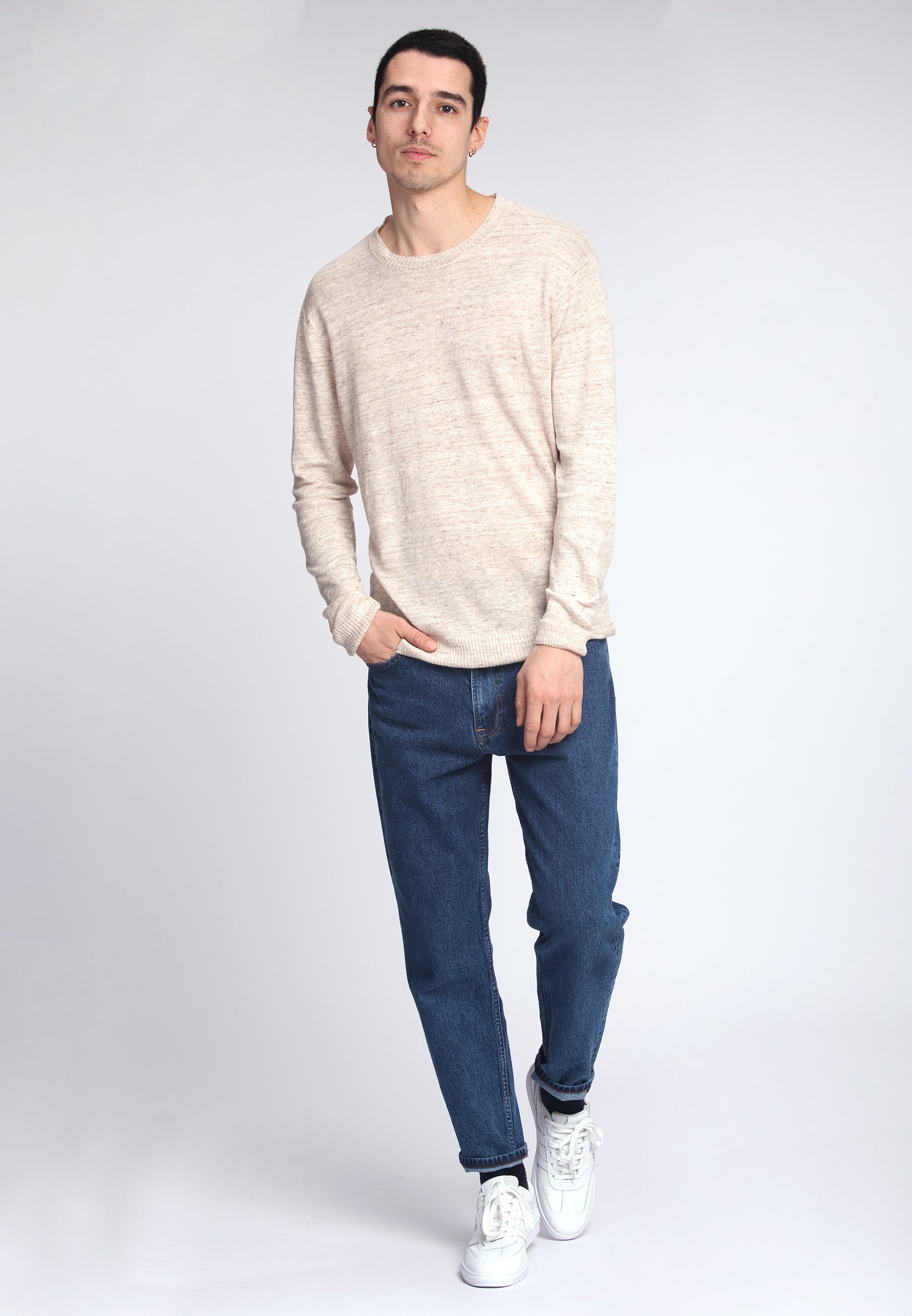 Pull Roundneck Pure Linen en Light Beige Colours and Sons   