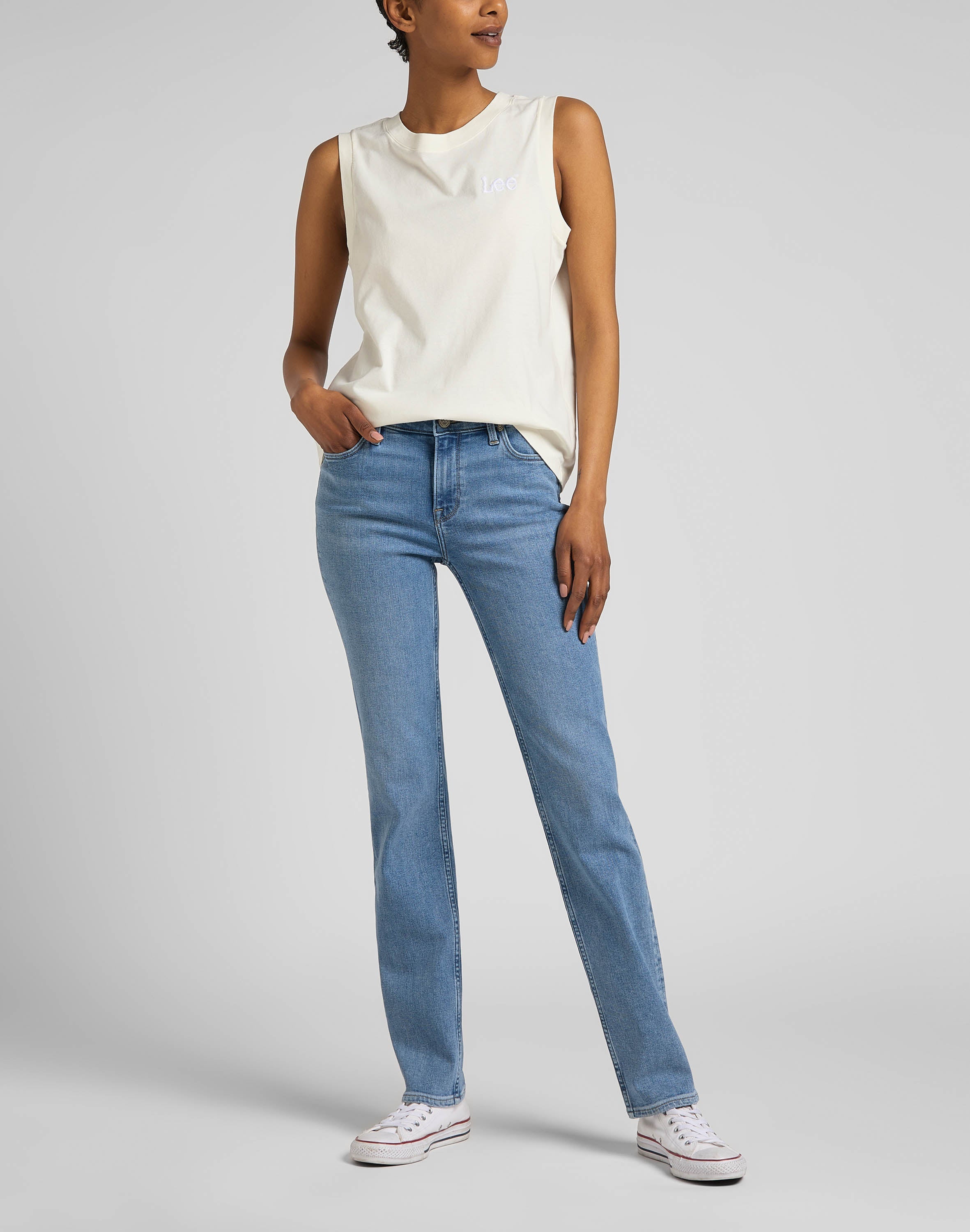 Jeans Marion Straight en Partly Cloudy Lee   