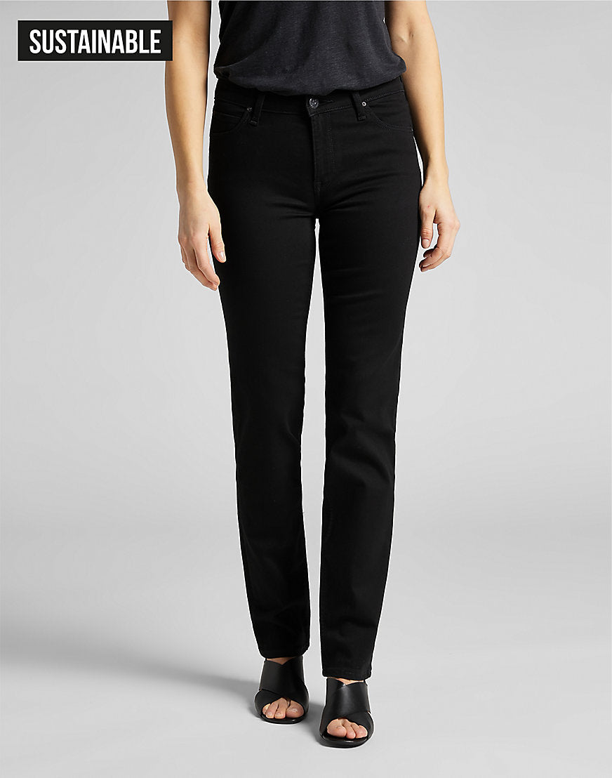 Marion Straight in Black Rinse Jeans Lee   