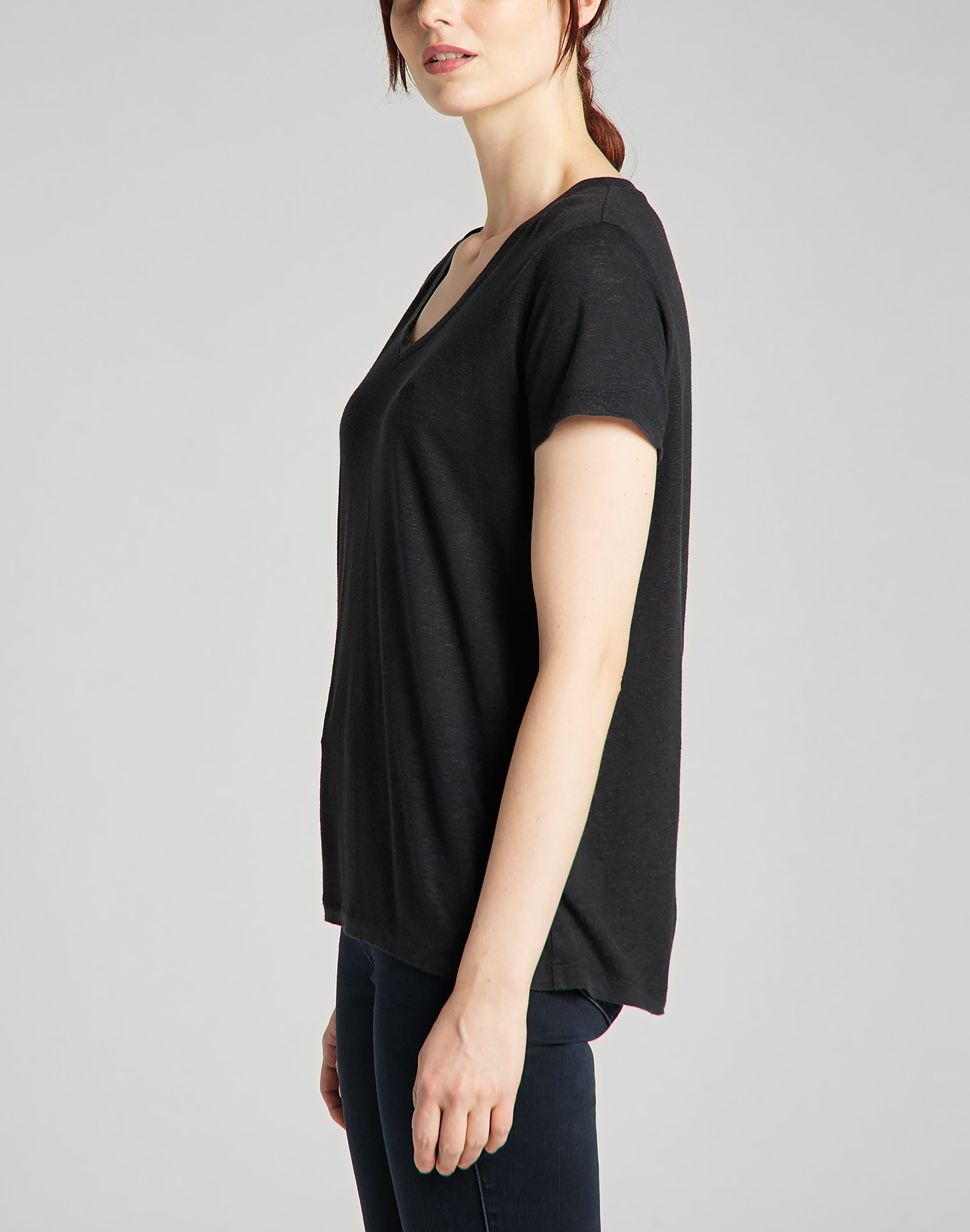 Tee shirt col V en noir T-shirts Lee   