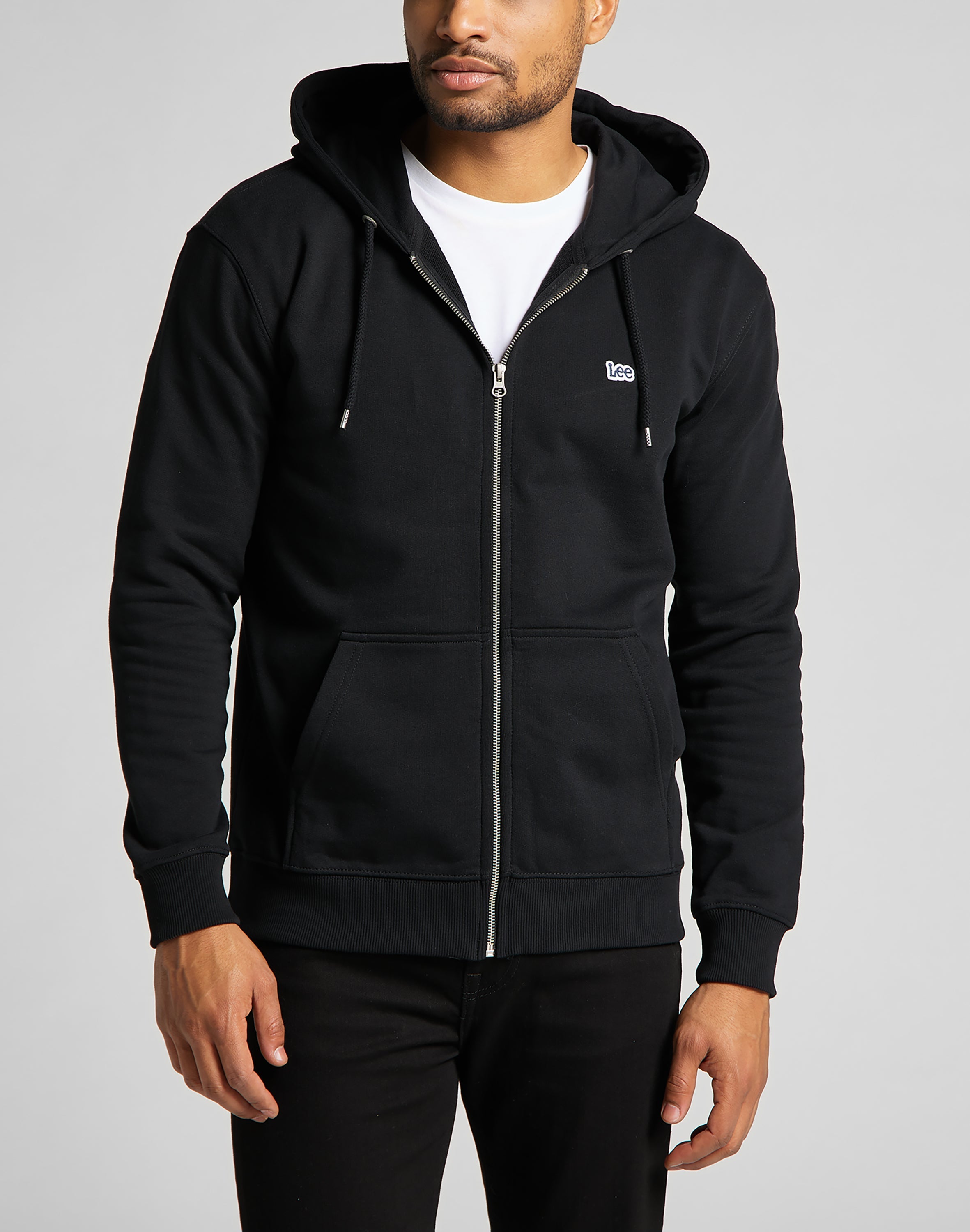 Basic Zip Through Hoodie in Black Vestes à capuche Lee   