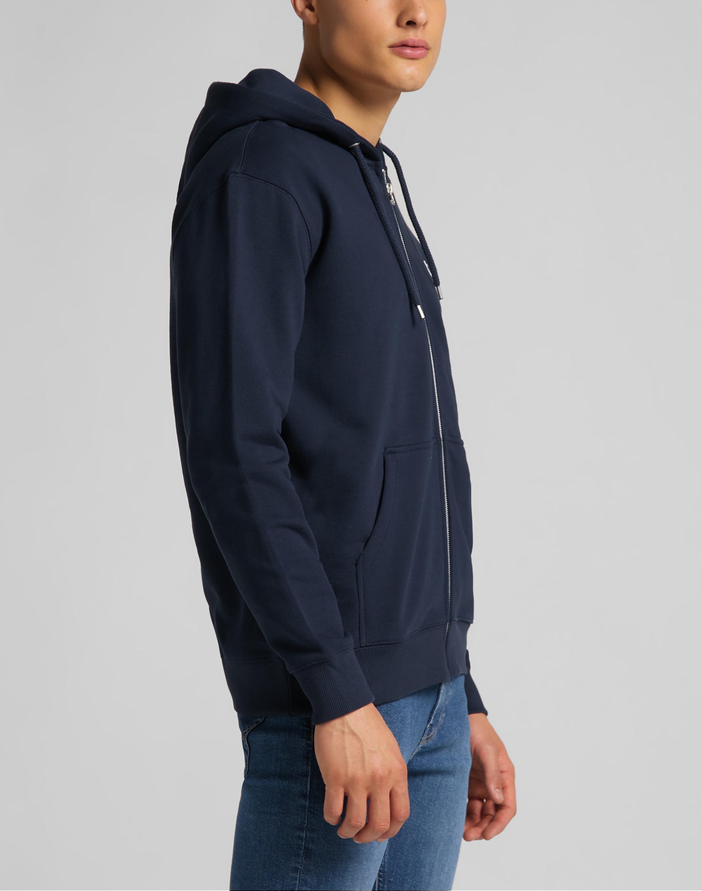 Basic Zip Through Hoodie in Navy Vestes à capuche Lee   