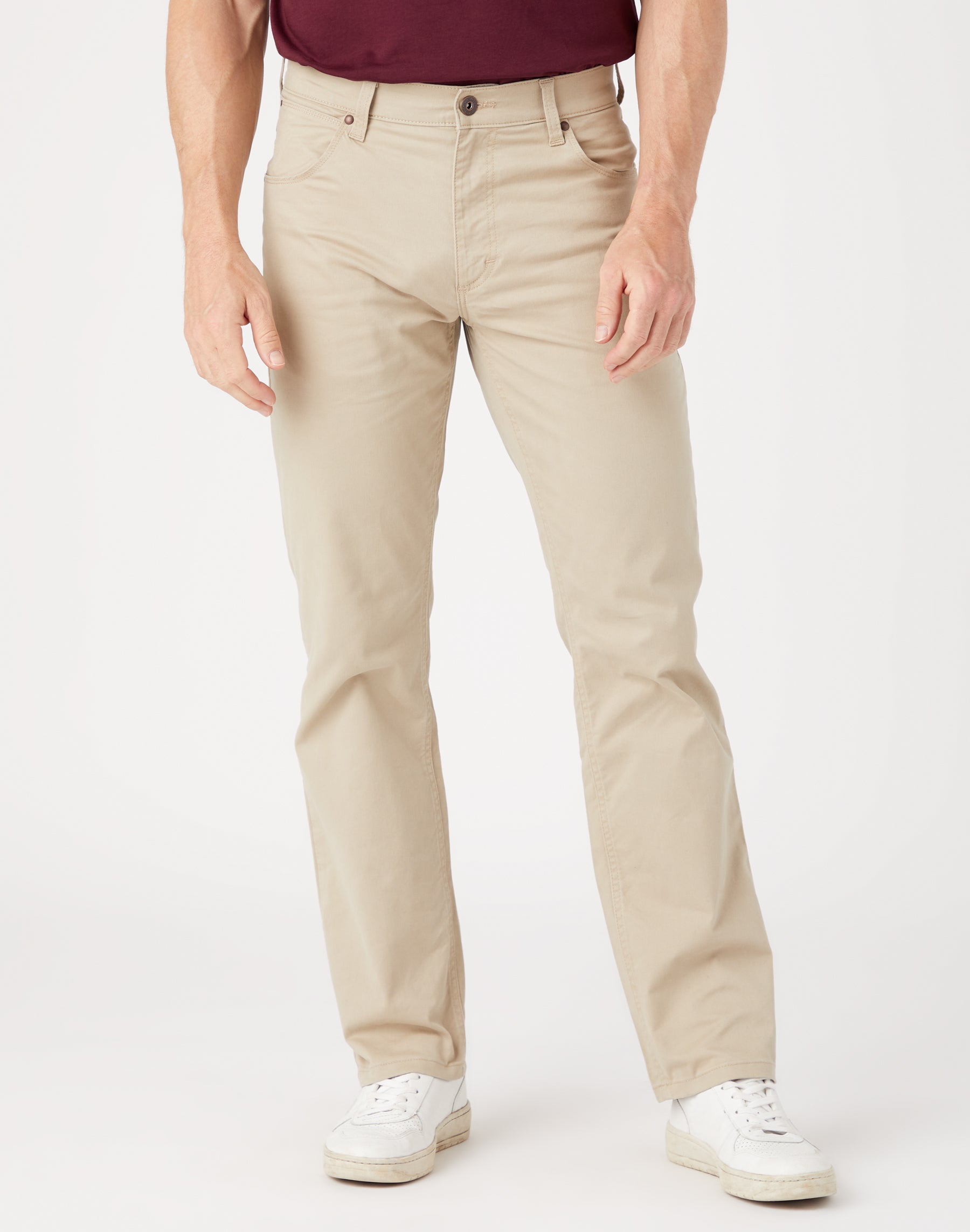 Pantalon droit moyen stretch kaki Wrangler   