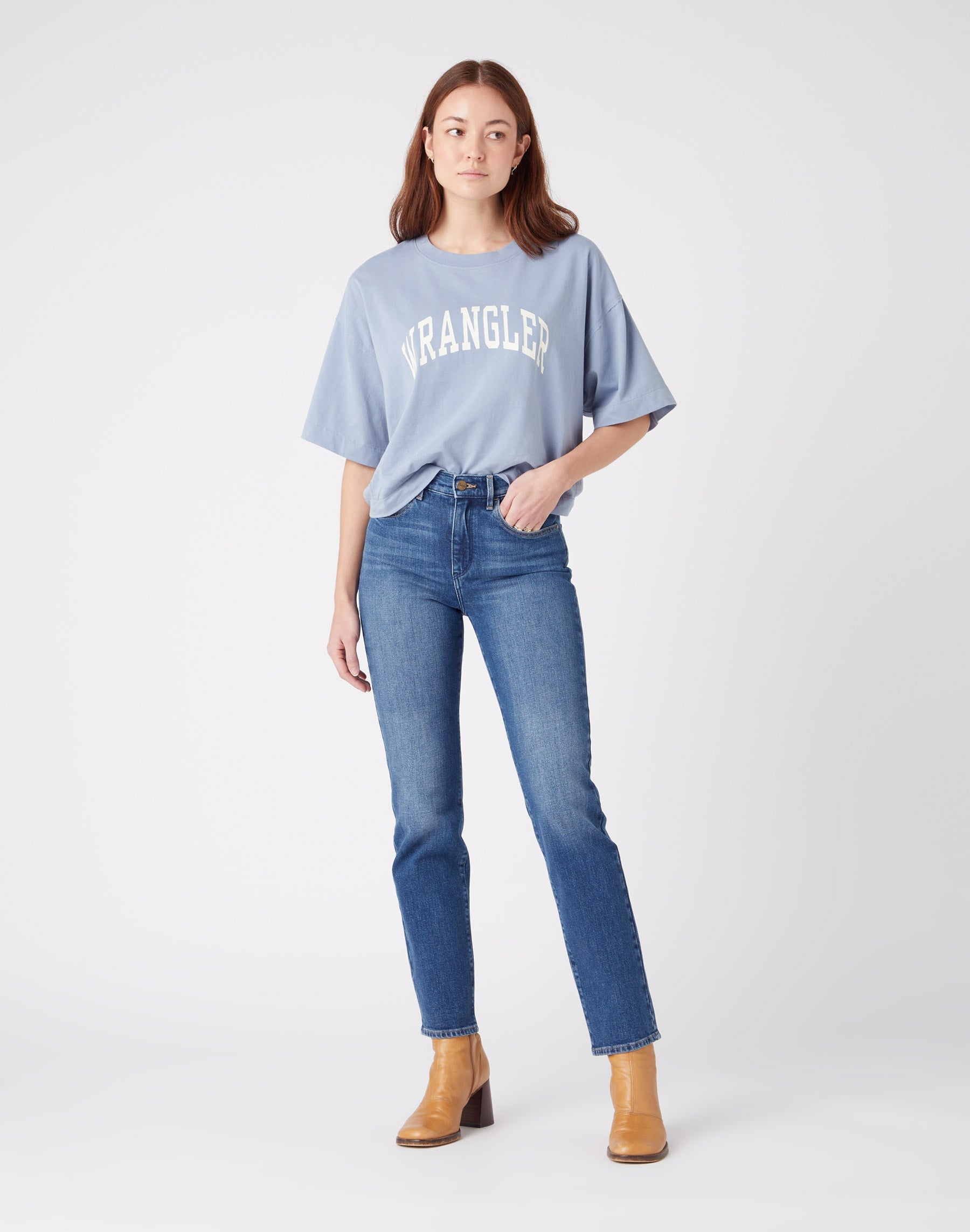 Jeans droit bleu ciel Wrangler   