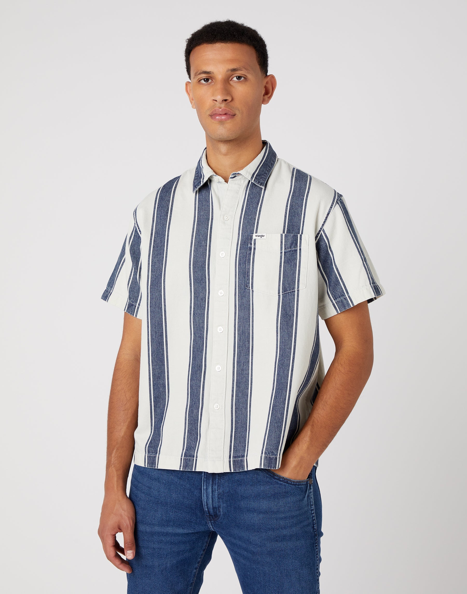 Chemise à manches courtes One Pocket in Light Indigo Chemises Wrangler   