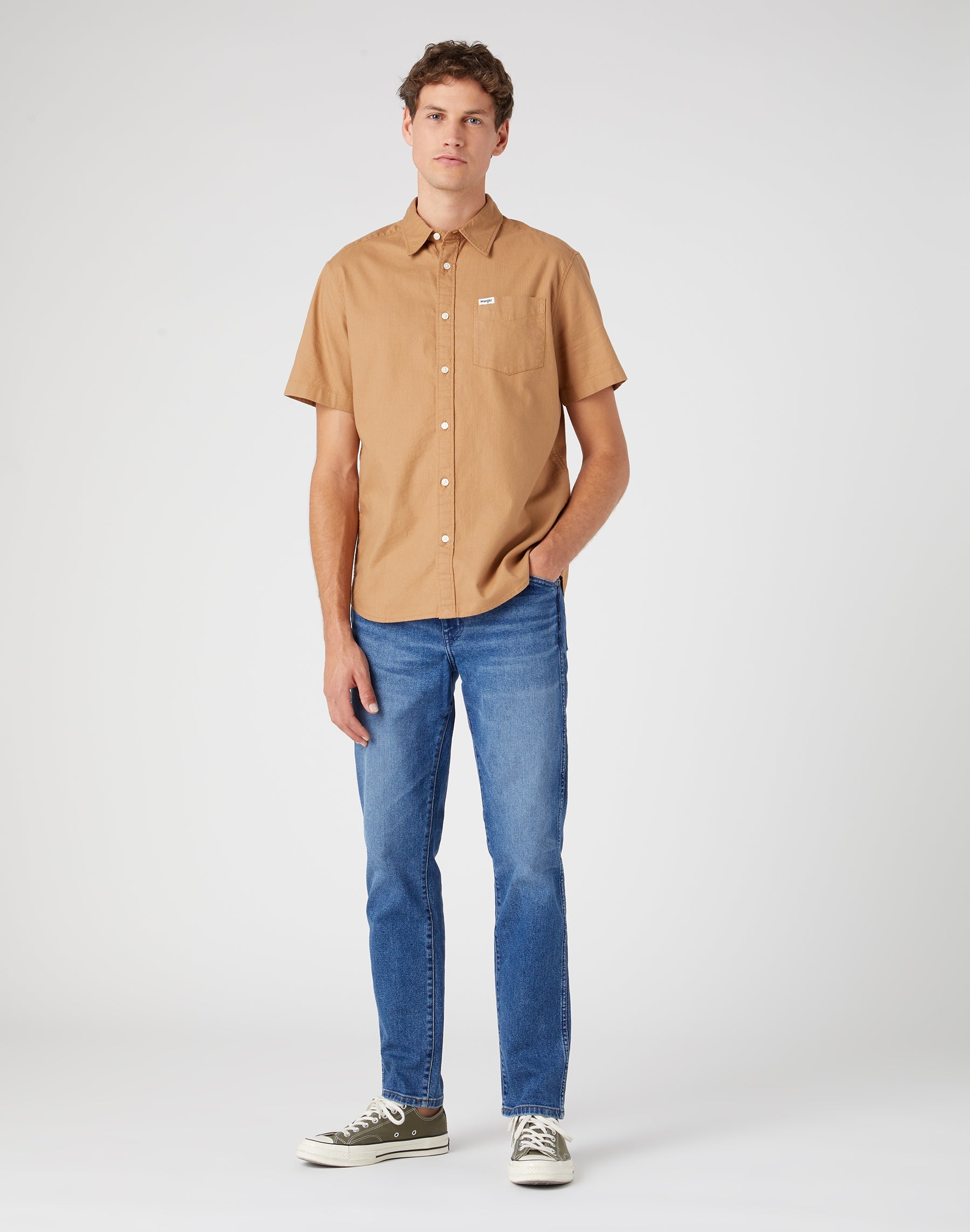 Chemise à manches courtes One Pocket in Tobacco Brown Chemises Wrangler   