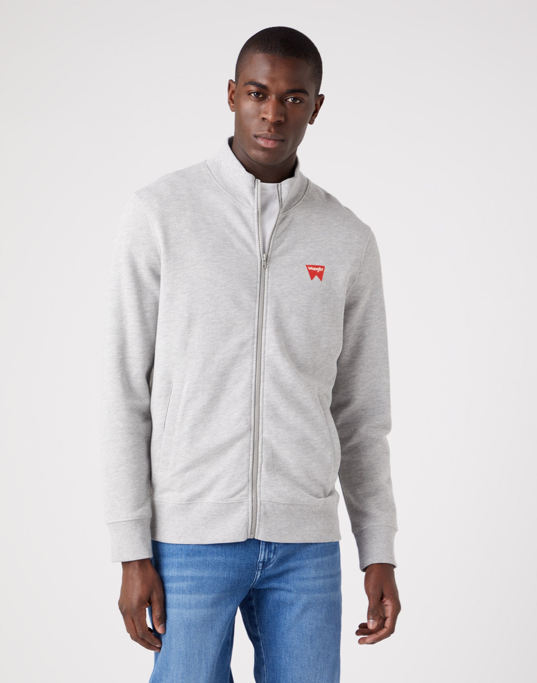 Funnel Neck Zip in Mid Grey Melange Sweat-shirts Wrangler   