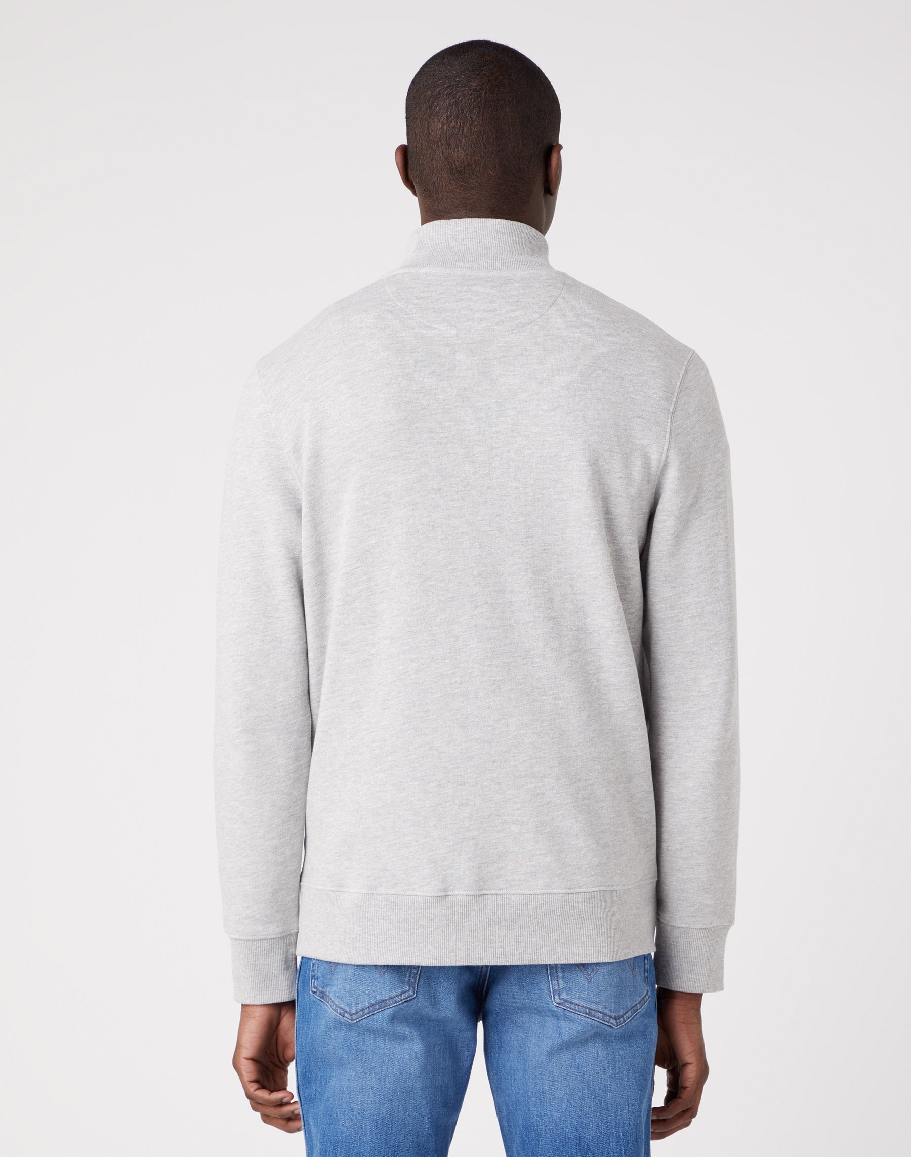 Funnel Neck Zip in Mid Grey Melange Sweat-shirts Wrangler   