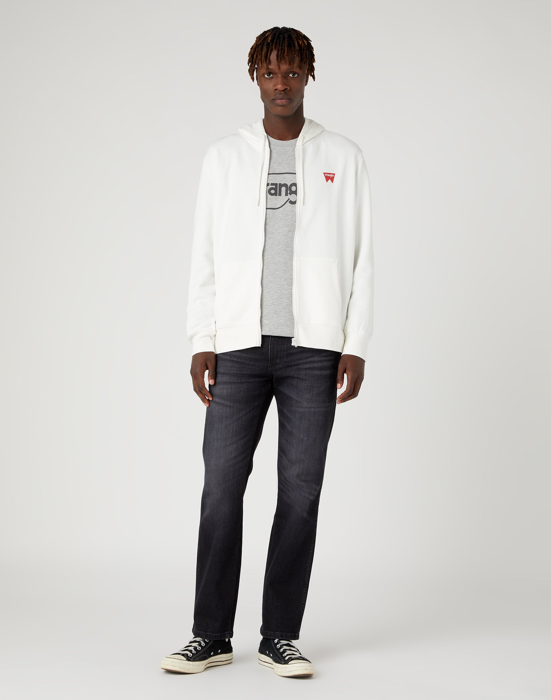 Sweat-shirt à capuche Zip Thru Worn White Wrangler   