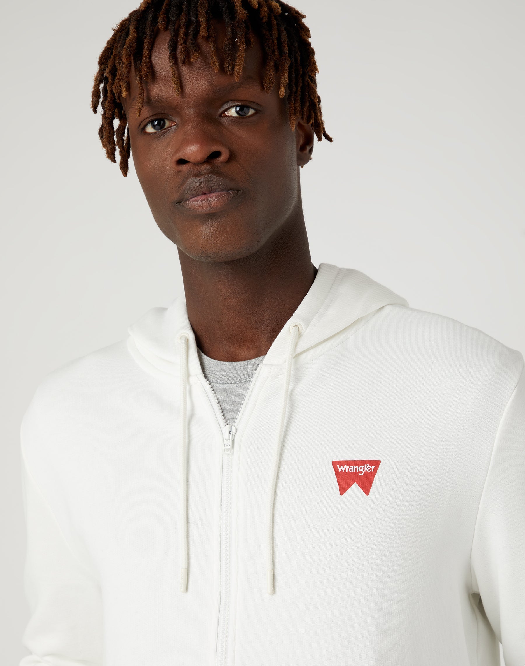 Sweat-shirt à capuche Zip Thru Worn White Wrangler   