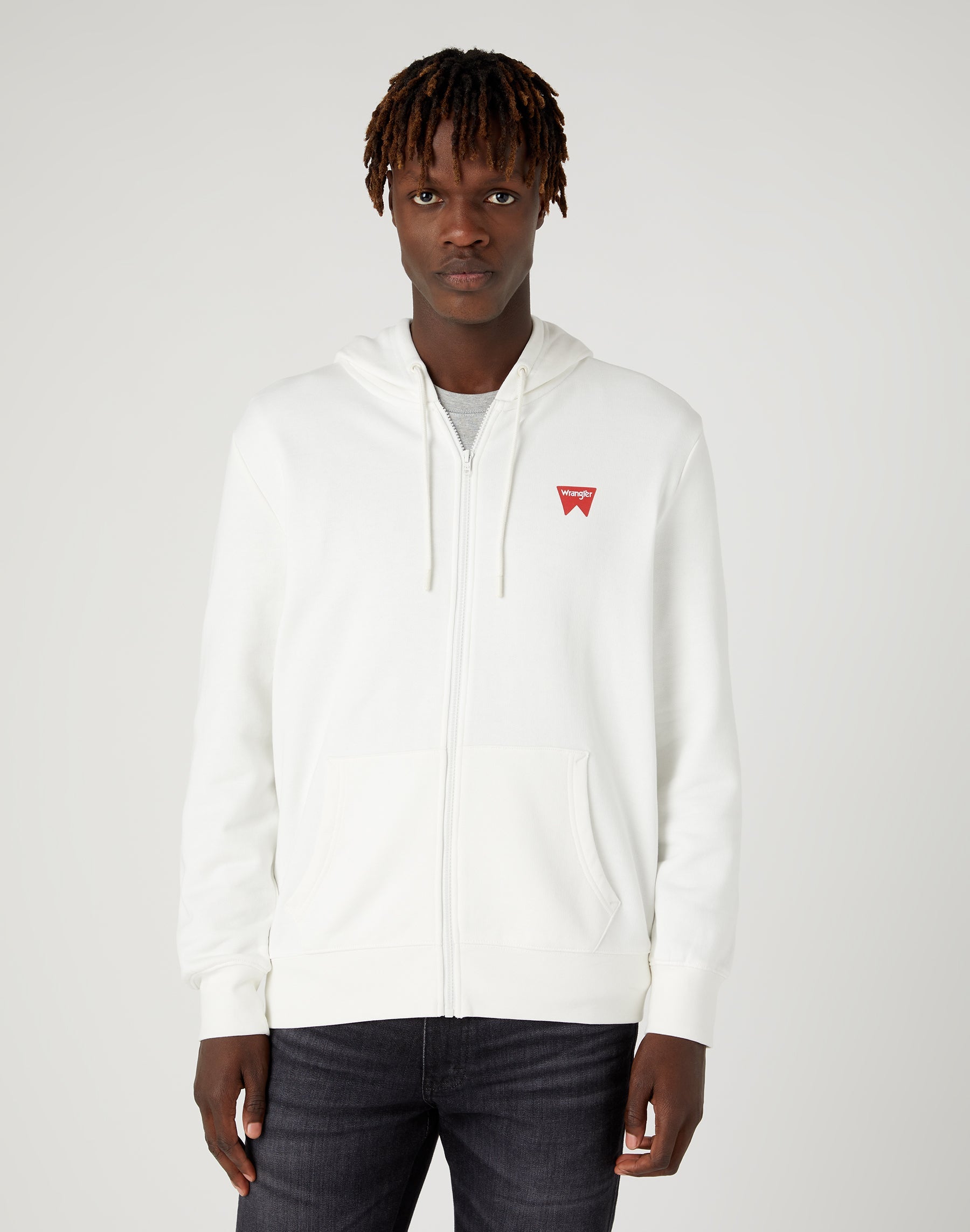 Sweat-shirt à capuche Zip Thru Worn White Wrangler   