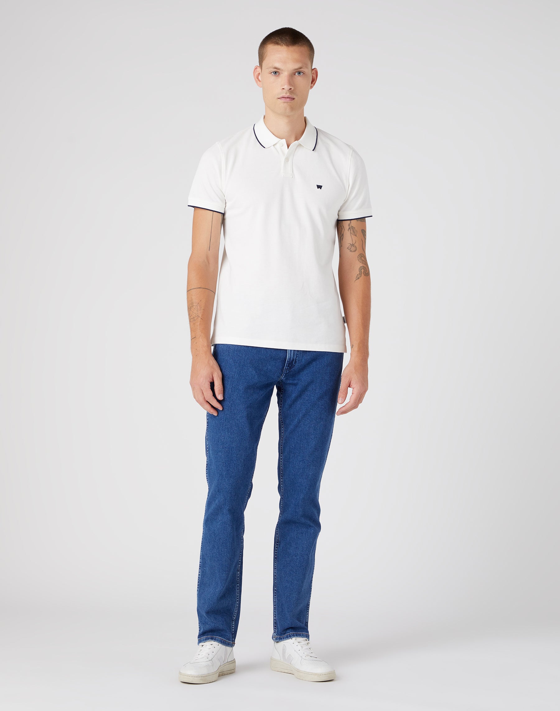 Polo blanc usé Polos Wrangler   