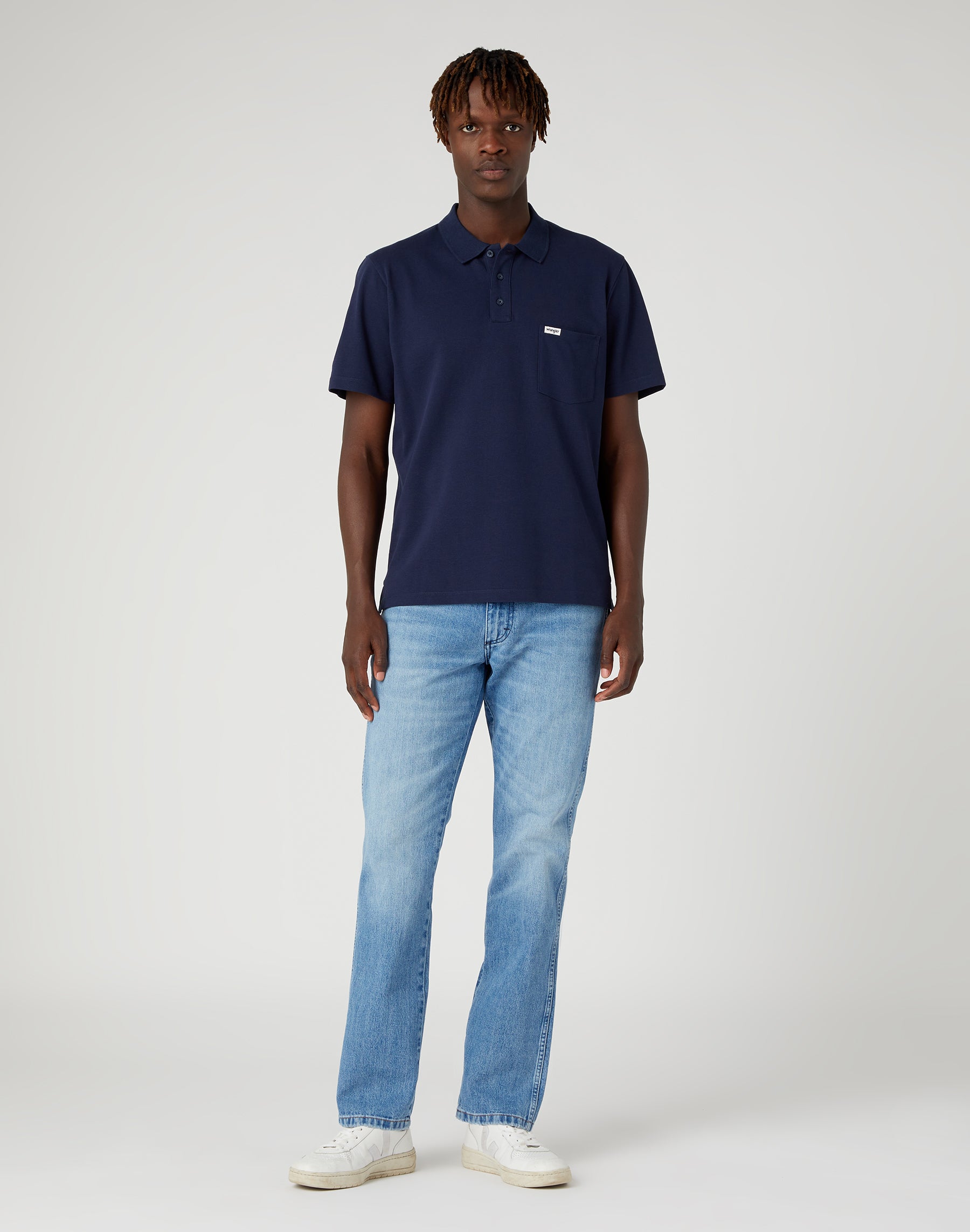 Polo en bleu marine Polos Wrangler   