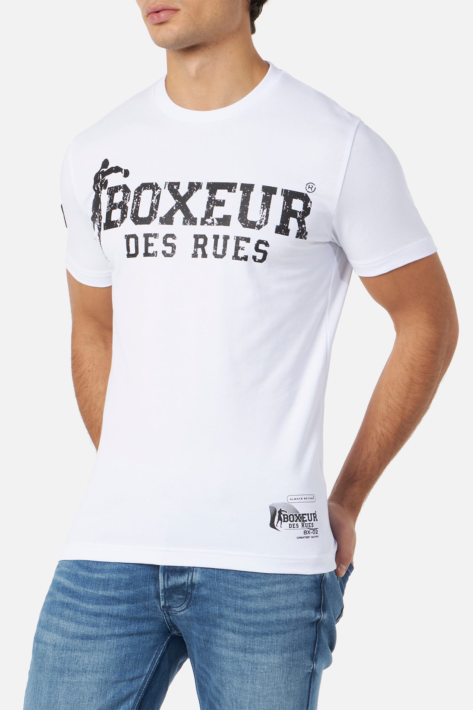 T-Shirt Boxeur Street 2 en blanc-noir T-Shirts Boxeur des Rues   