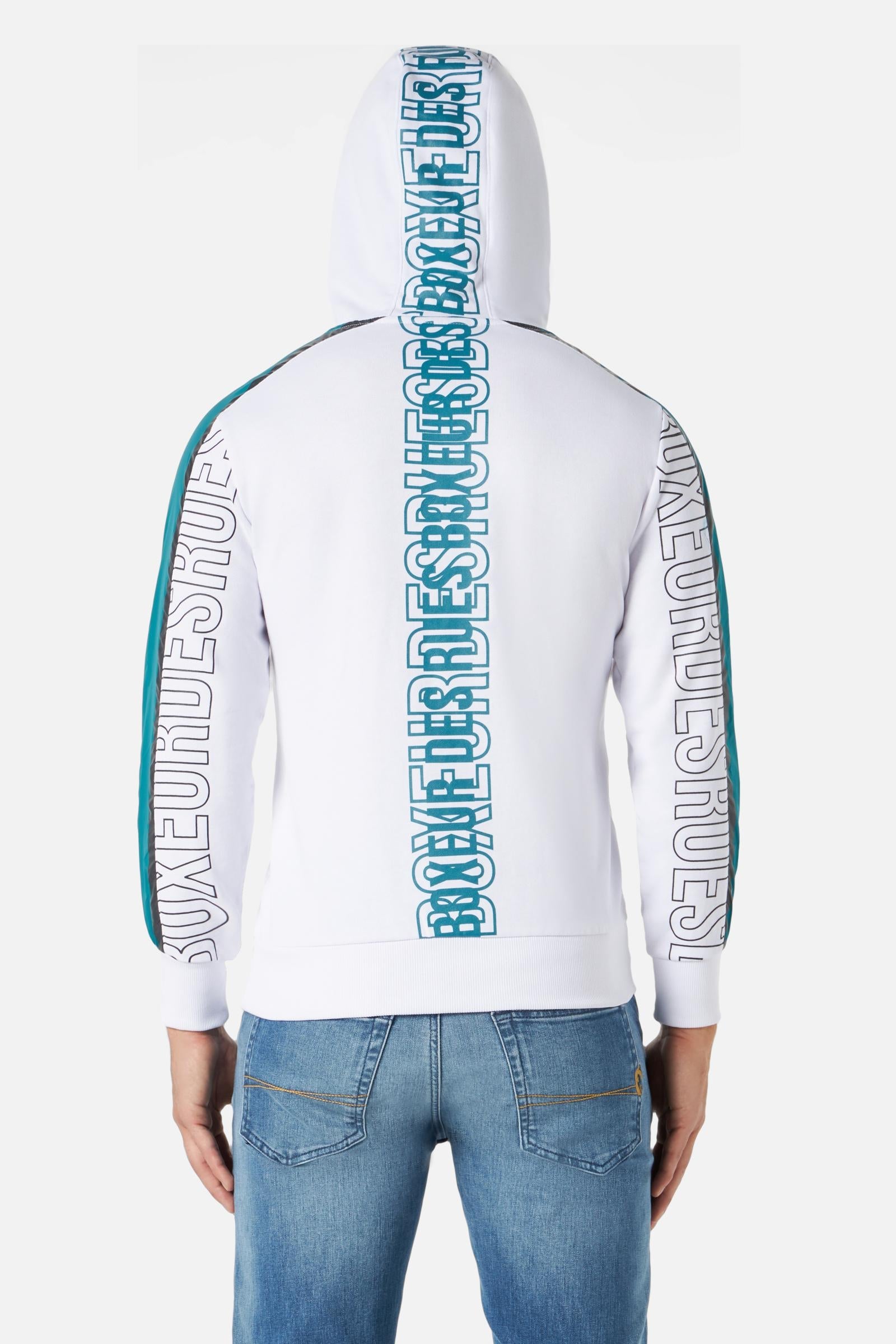 Sweat à capuche blanc avec manches raglan Boxeur des Rues   