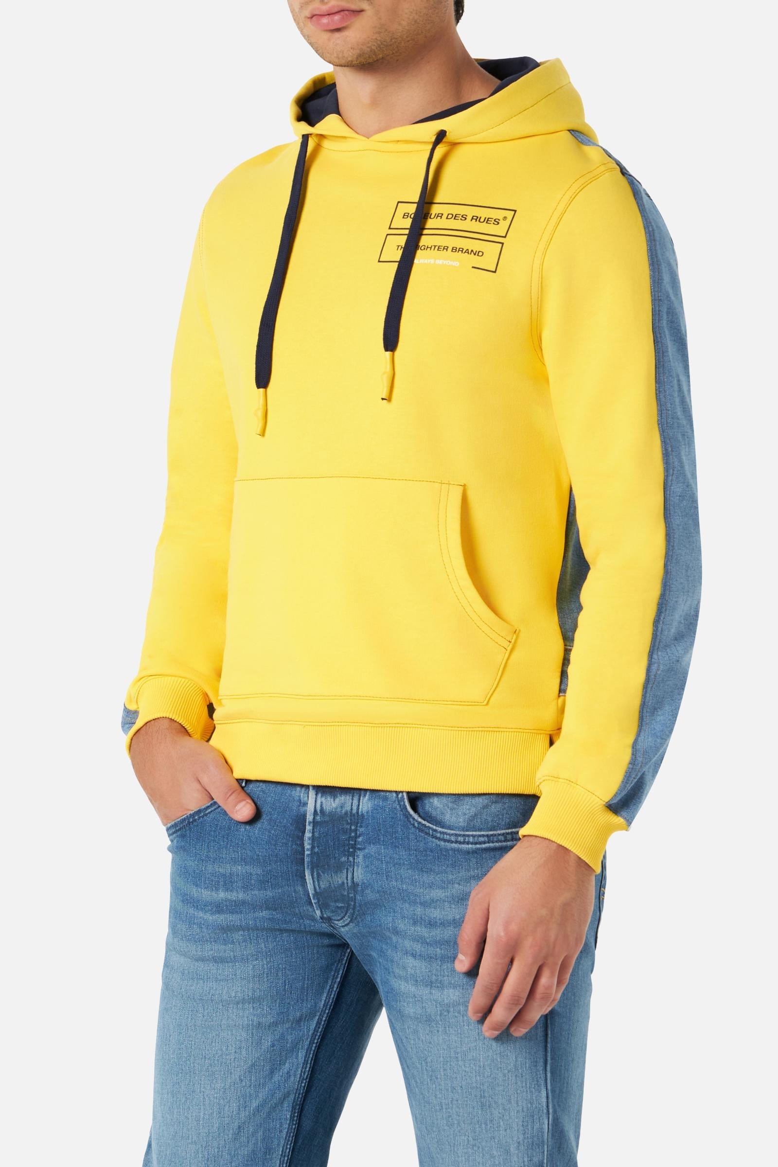 Sweat à capuche en tissu mixte jaune Boxeur des Rues   