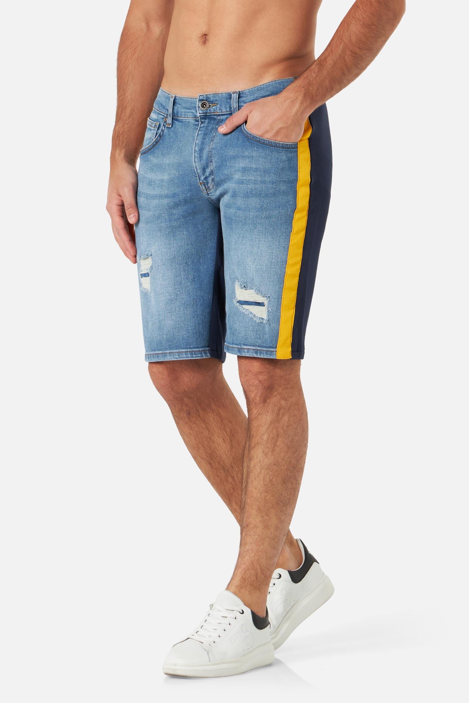 Short en tissu mixte dans un short en jean marine Boxeur des Rues   