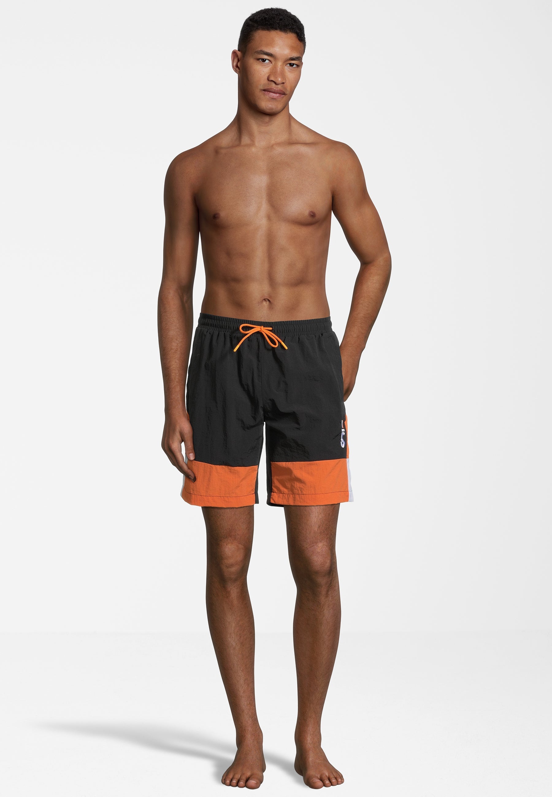 Sciacca Swim Shorts in Black-Celosia Orange-Bright White Maillot de bain Fila   